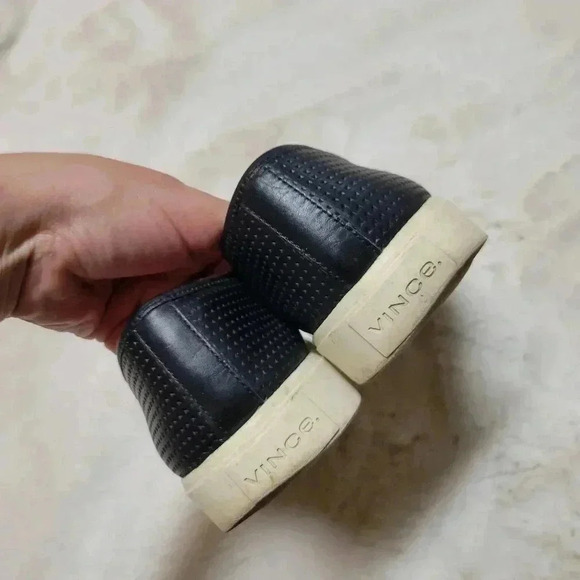 Vince Blair perforated black leather slip on sneakers loafers size 7 37 - Picture 5 of 6